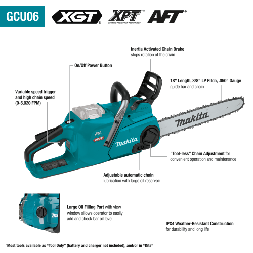 40V max XGT® Brushless Cordless 18" Chain Saw Kit (5.0Ah)