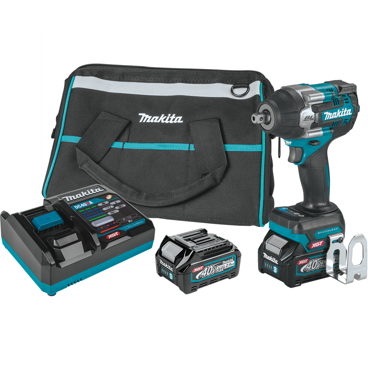 40V max XGT® Brushless Cordless 4‑Speed Mid‑Torque 1/2" Sq. Drive Impact Wrench Kit w/ Detent Anvil (2.5Ah)