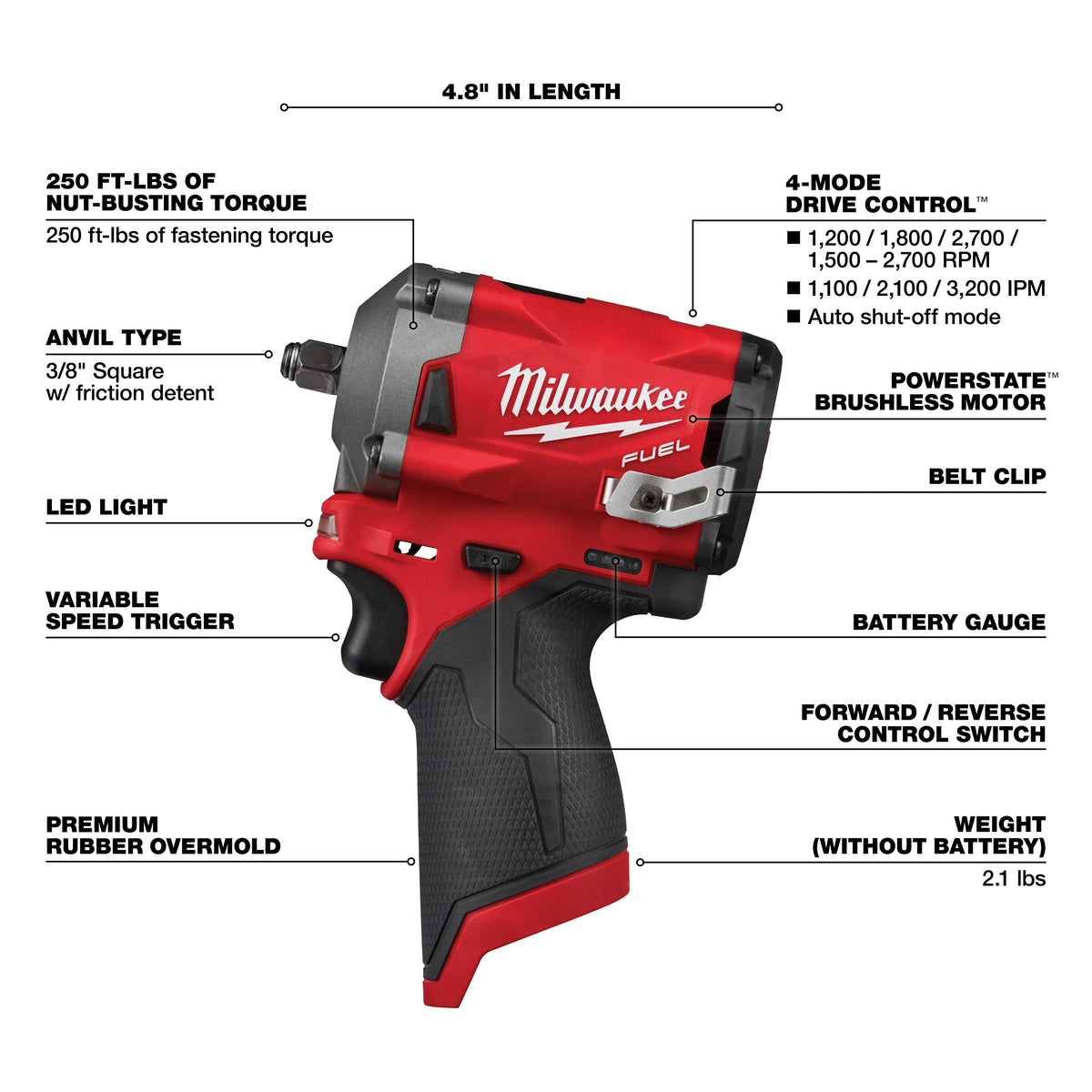 M12 FUEL 3/8" Stubby Impact Wrench 2554-20