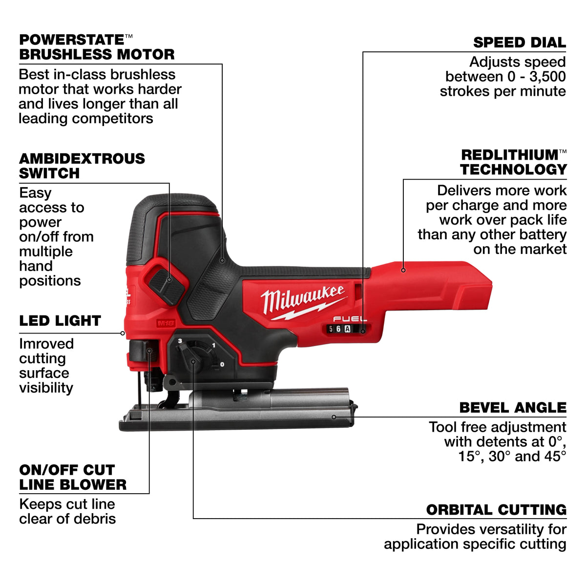 M18 FUEL Barrel Grip Jig Saw (Tool Only) 2737B-20