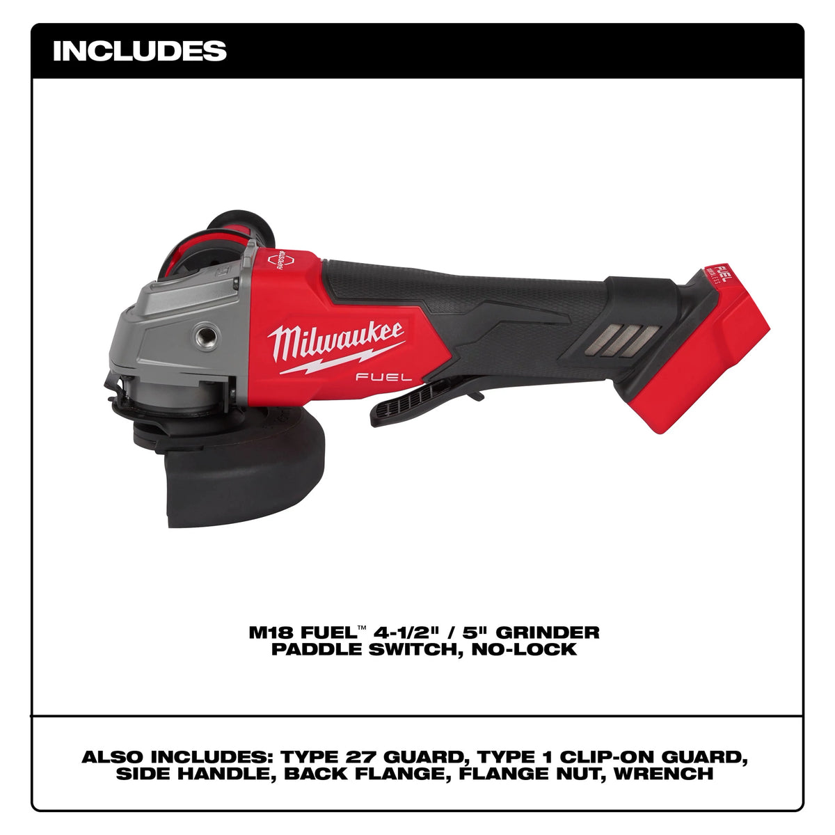 M18 FUEL 4-1/2" / 5" Braking Grinder Paddle Switch, No-Lock 2880-20